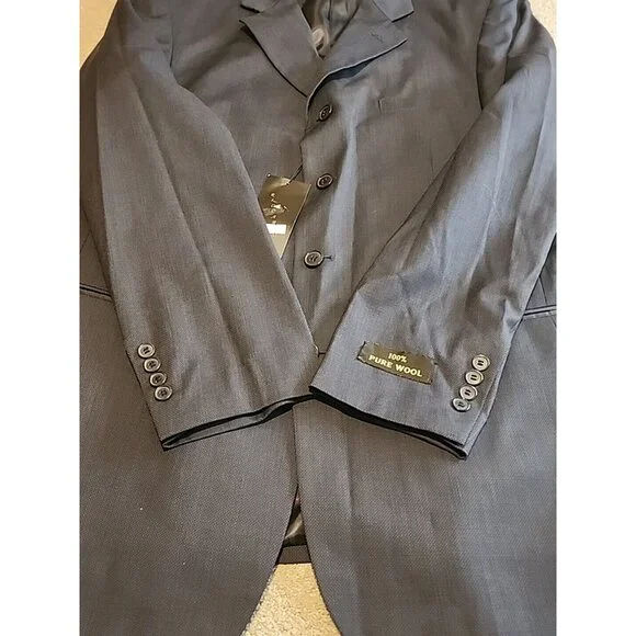 NWT Riccardo Fazzi Sport 4Button Solid Navy Suit Jacket Blazer Wool 42L